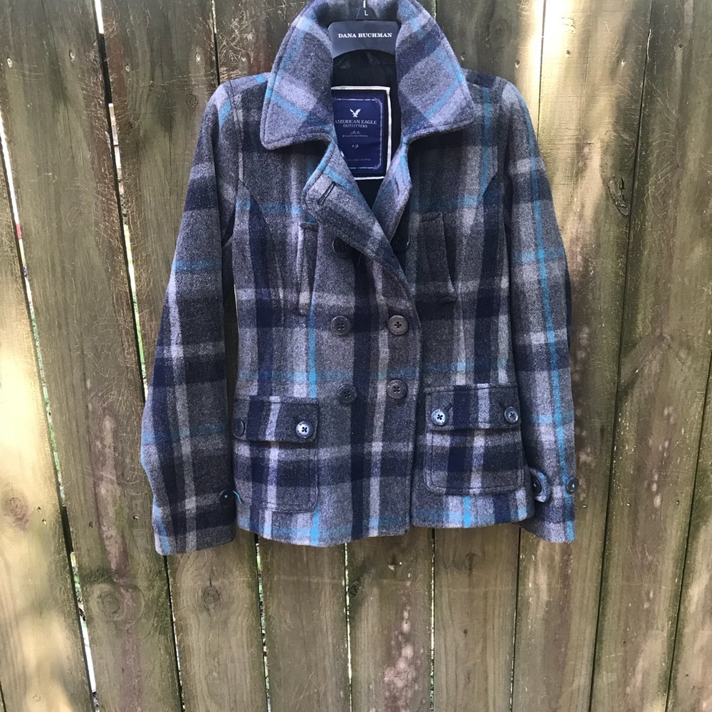 American Eagle Outfitters Plaid Pea Coat